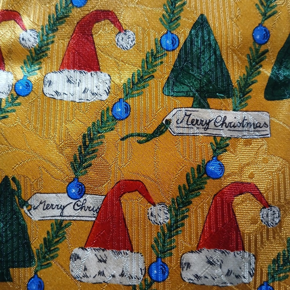 Robert Talbott Parisian Tie Mens Gold Silk Christmas Santa Tree Holiday‎ - Picture 8 of 8